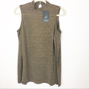 Women's Adrianna Papell Gold Cold Shoulder Med A1